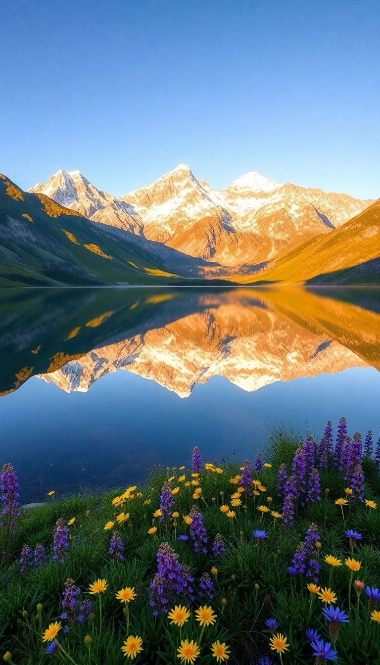 iPhone Spring Mountain Reflection Well-Lit Background